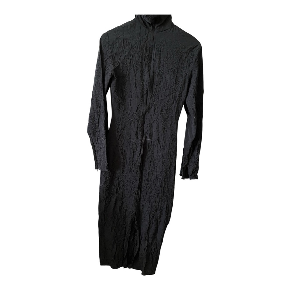 ZARA Woman Black Crinkle High Neck Midi Dress XS Limited Edition - Picture 3 of 9